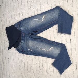 1822 distressed ankle fringe maternity jeans size medium
